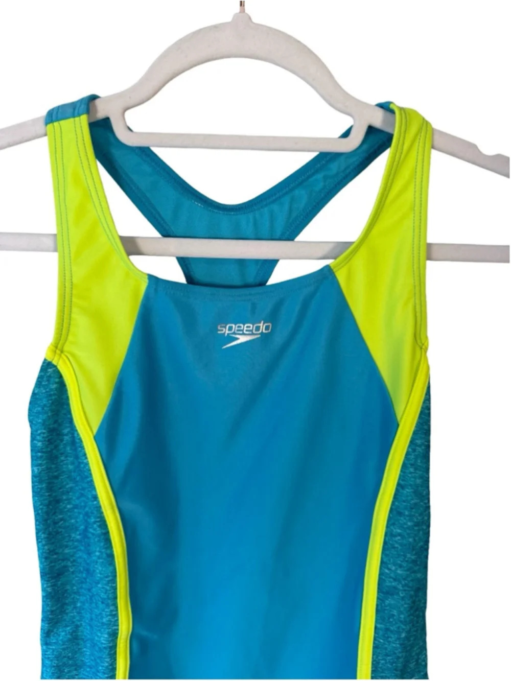 Speedo Teal with Neon Yellow Athletic One-Piece Swimsuit Size XL Beach Vacation